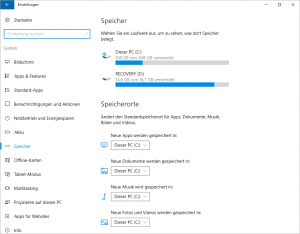 Windows 10 Speicher