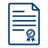 SSL-Zertifikat für einzelne Domain Symbol eines Dokuments mit Siegel als Darstellung eines SSL-Einzelzertifikats.