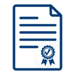 SSL-Zertifikat für einzelne Domain Symbol eines Dokuments mit Siegel als Darstellung eines SSL-Einzelzertifikats.