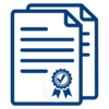 SSL-Multidomain-Zertifikat für verschiedene Domains Symbol von zwei überlappenden Dokumenten mit Siegel als Darstellung eines SSL-Multidomain-Zertifikats.