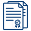 Symbol von zwei überlappenden Dokumenten mit Siegel als Darstellung eines SSL-Multidomain-Zertifikats.