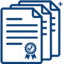 Symbol von mehreren überlappenden Dokumenten mit Siegel als Darstellung eines SSL-Wildcard-Zertifikats für Subdomains.