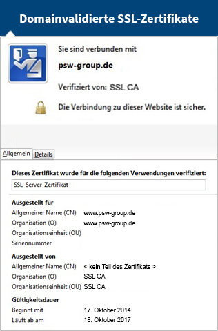 Domainvalidierte SSL-Zertifikate Domainvalidierte SSL-Zertifikate