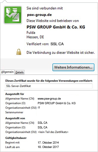 EV Zertifikat — PSW GROUP