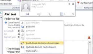 Zu Outlook Kontakten hinzufügen