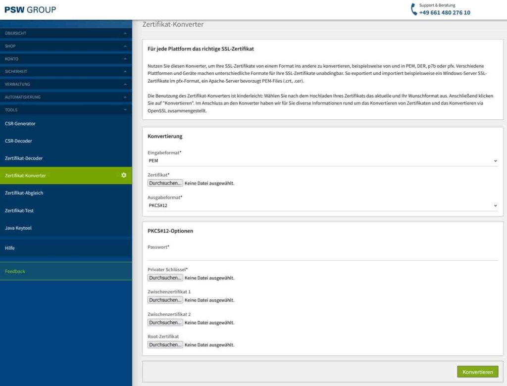 Wie erstelle ich eine PFX-Datei über die PSW-Konsole_01