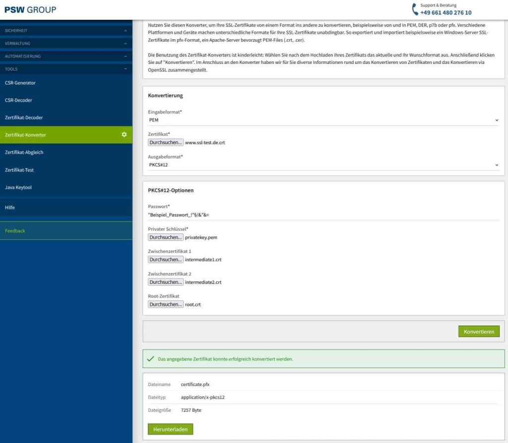 Wie erstelle ich eine PFX-Datei über die PSW-Konsole_03