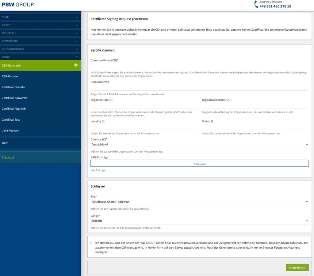 Wie erstellt man einen CSR mit dem CSR-Generator der Konsole_01