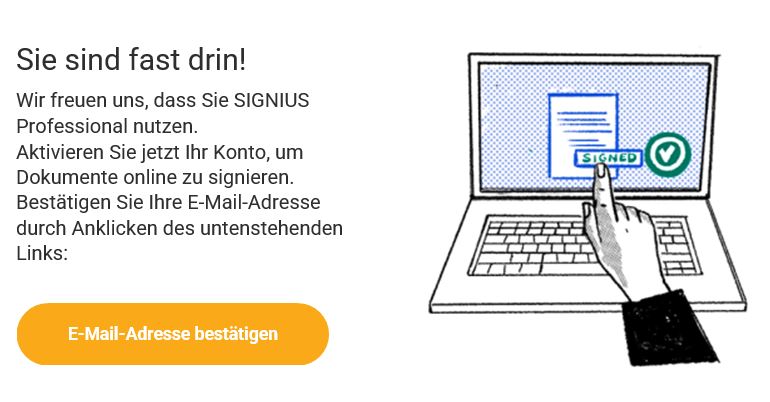 SIGNIUS Konto erstellen - E-Mail