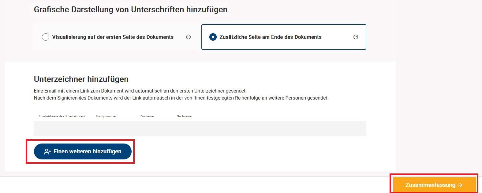 Signius einfache Signaturen Darstellung der einfachen Signatur