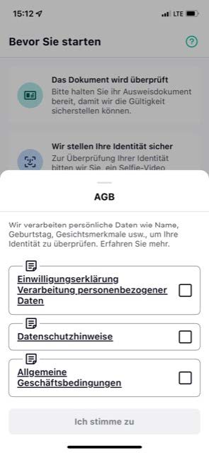 Signius SelfieIdent Nect Wallet Einwilligungserklärung