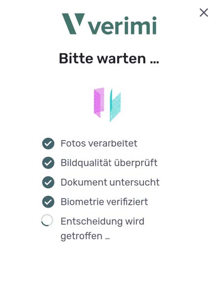 Signius Verimi Bitte warten Verifizierung Identifizierung