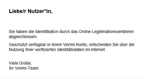 Signius Verimi erfolgreiche Identifikation Legitimierung