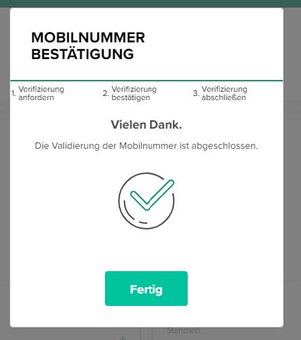 Signius Verimi Mobilfunknummer bestätigen