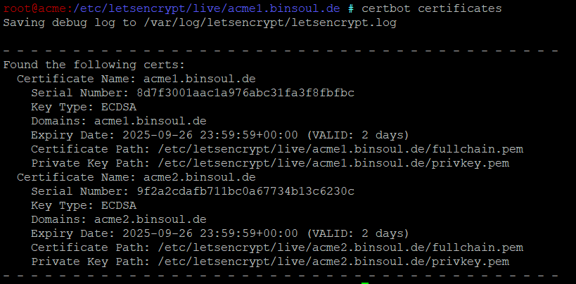 ACME Zusatz Informationen